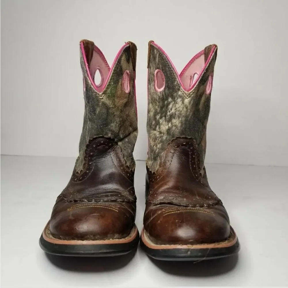 Ariat boot fat baby Women's size 6.5 pink camo brown leather